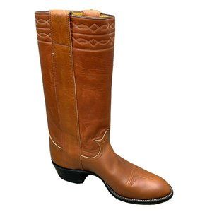 Vtg NIB 1970 Tony Lama Women Black Label 14" Stovepipe Western Boot Brown 11.5 B